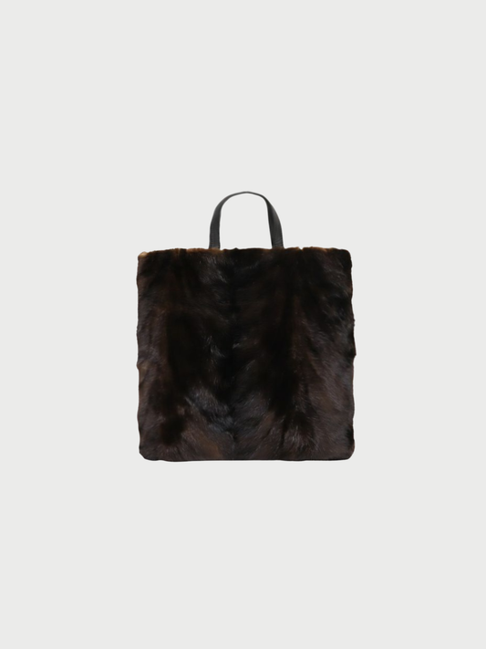 Loewe 2000s Brown Black Fur Tote Bag