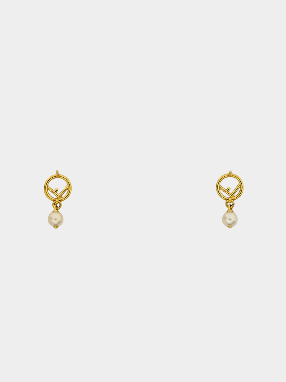 Fendi 2020s Gold F is Fendi Pearl Earrings