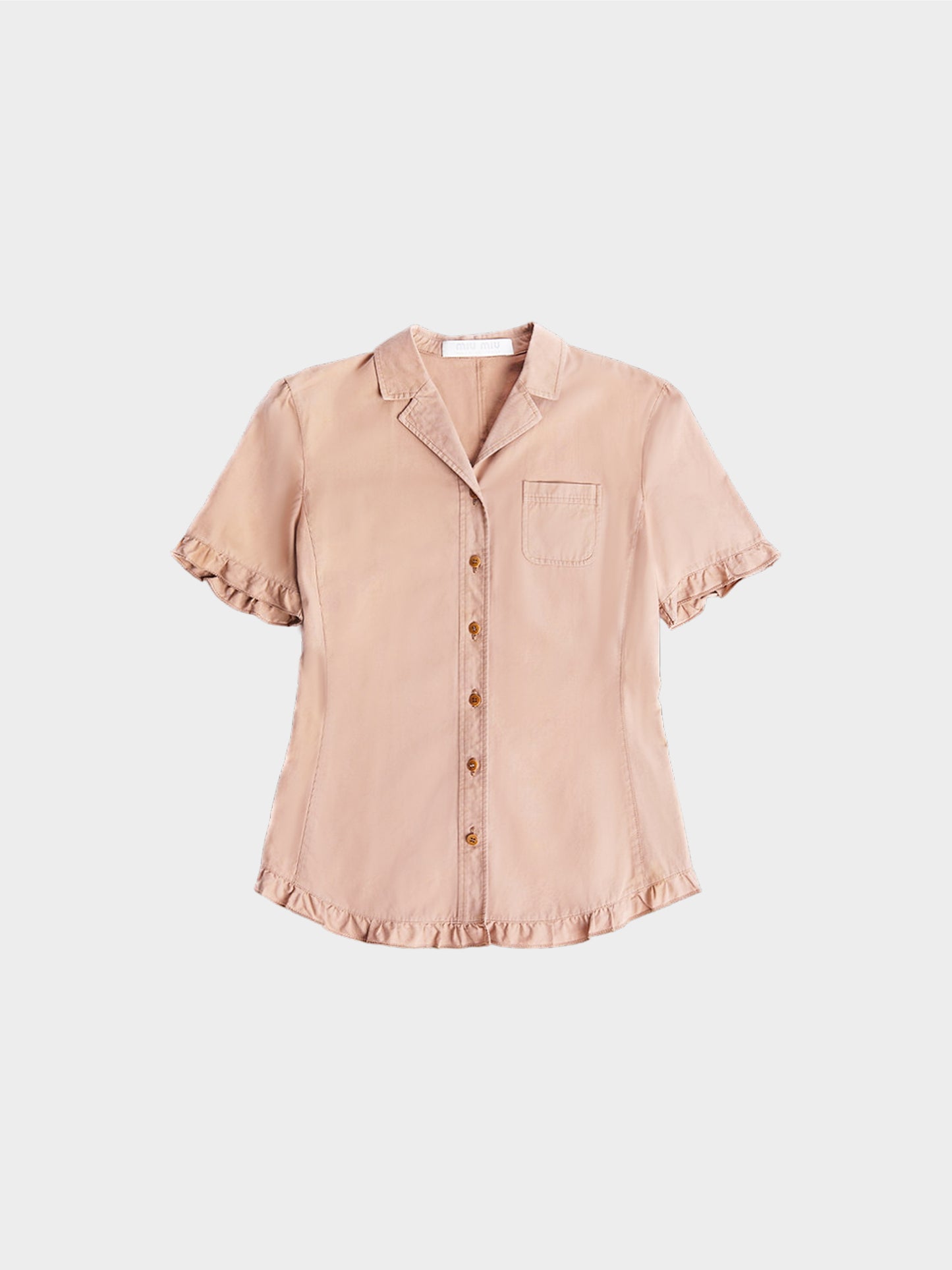 Miu Miu SS 1999 Beige Ruffle Button Up Top