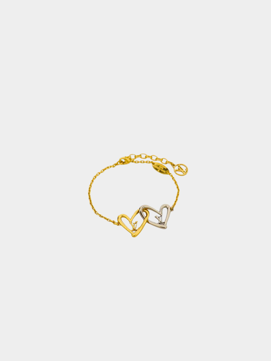 Louis Vuitton 2000s Gold Silver Heart Bracelet