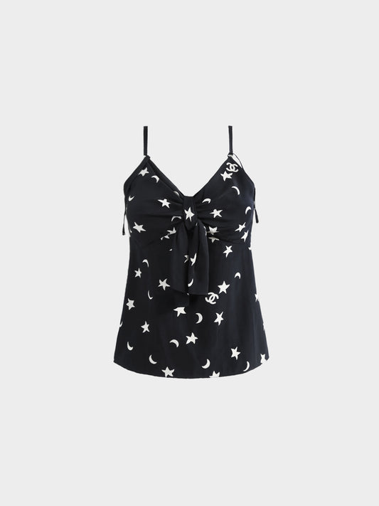 Chanel by Karl Lagerfeld SS 2008 Black and White Moon and Stars Print Tank Top