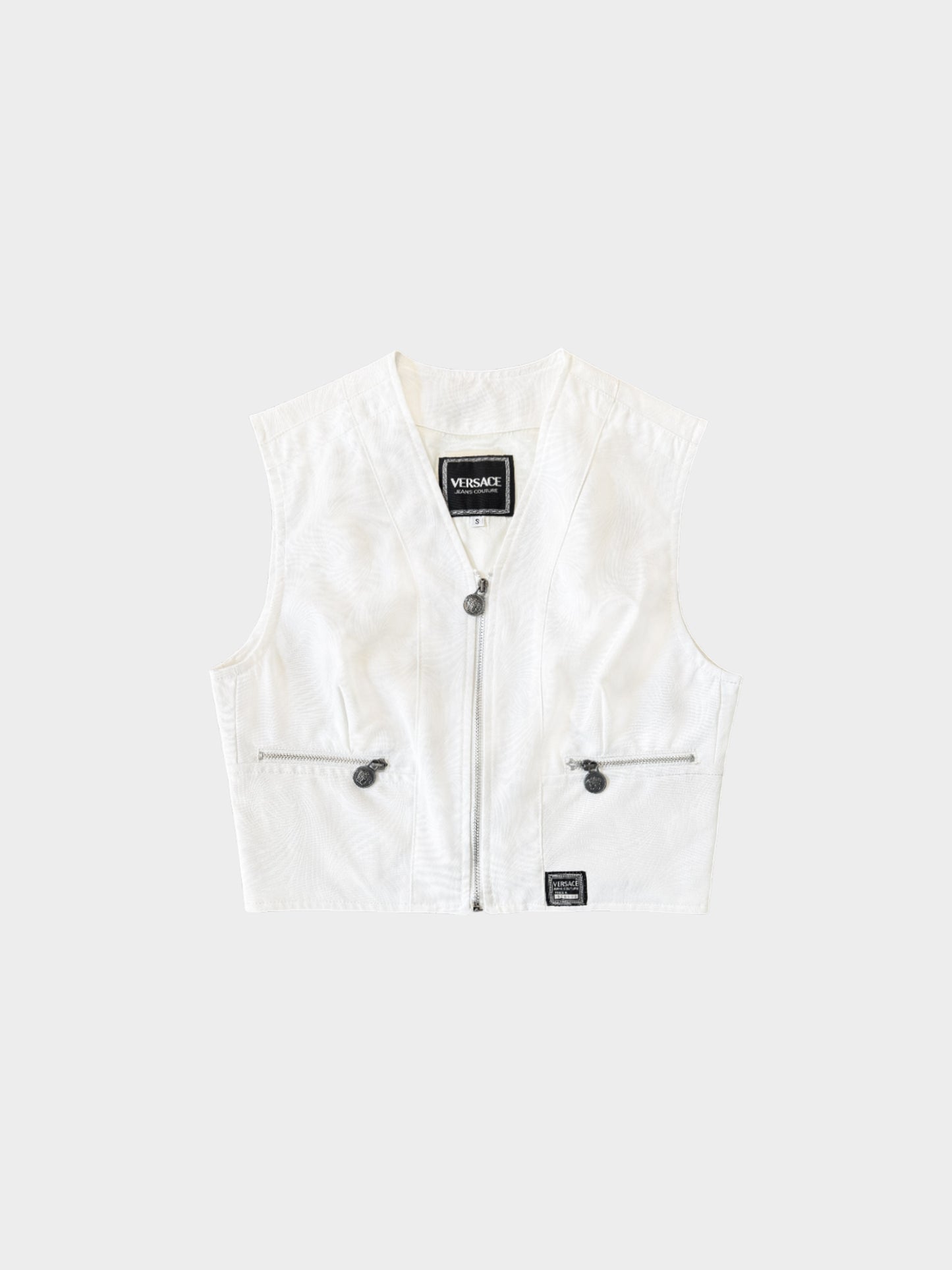 Versace 1990s Jeans Couture White Zip-up Vest