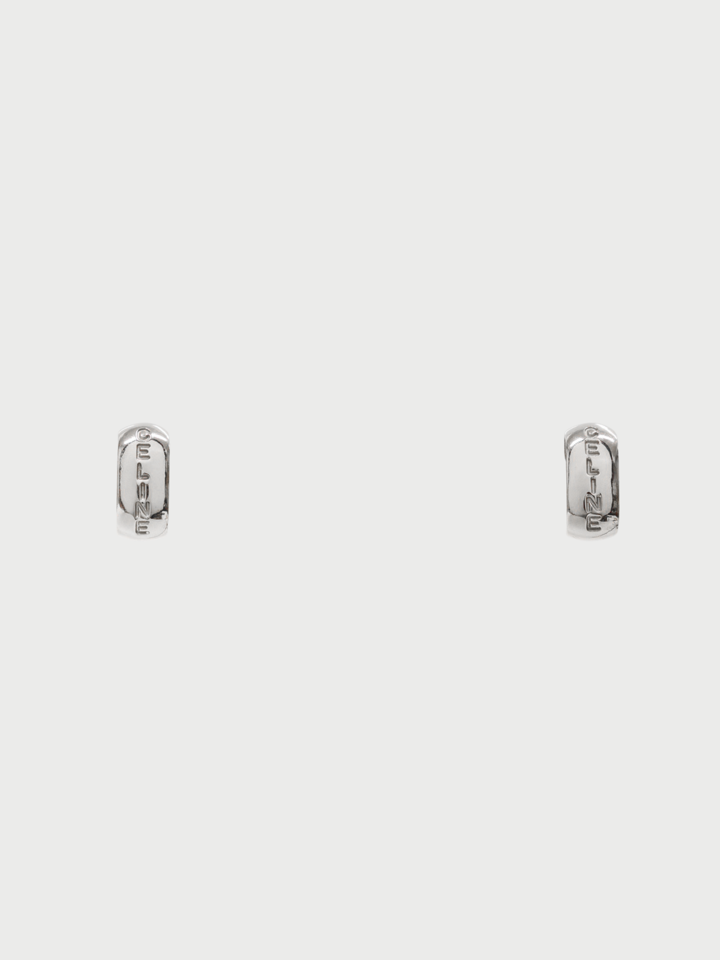 Celine 1990s Silver Plated Metal Logo Clip Earrings