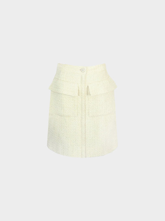 Chanel Cruise 2020 Cream Flap Pocket Tweed Mini Skirt