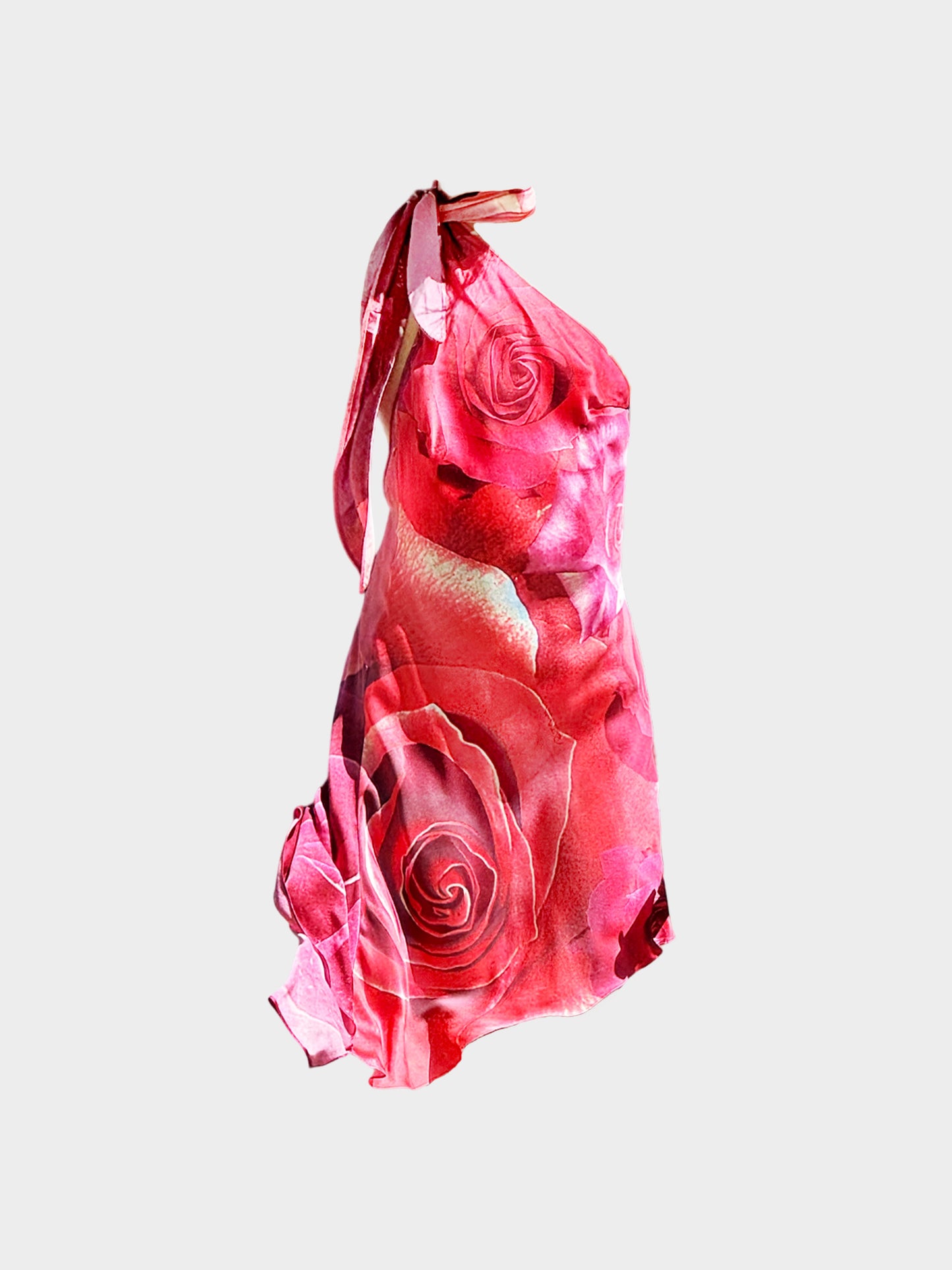 Roberto Cavalli SS 2000 Red Rose Silk Dress