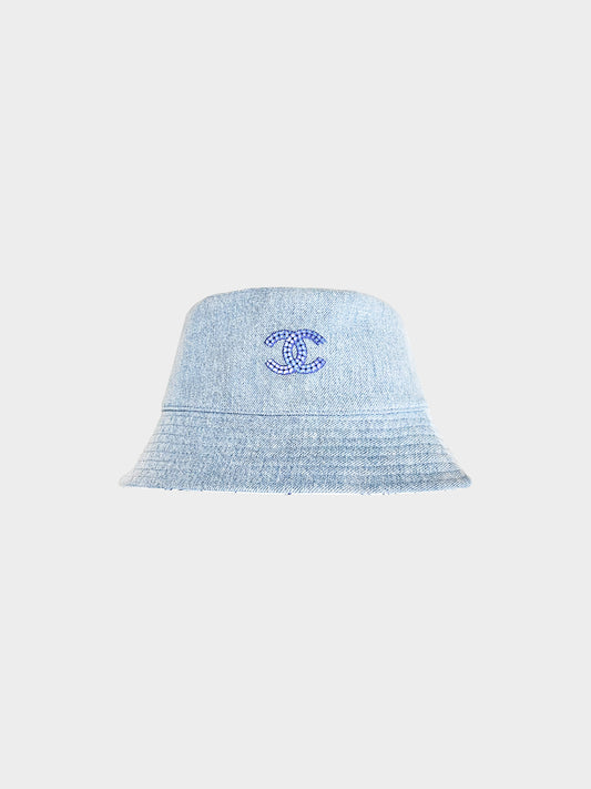 Chanel SS 2024 Denim with Sequin CC and Clover Print Reversible Bucket Hat