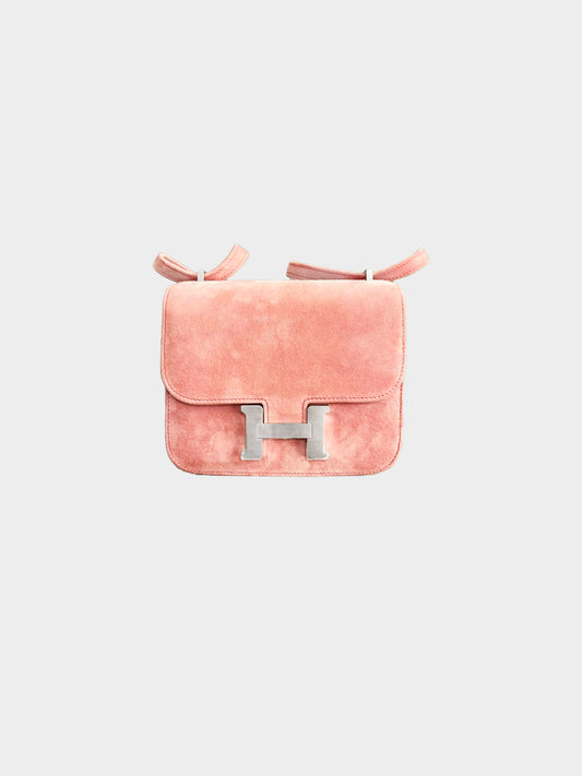 Hermès 2015 Rose 5T Suede Constance Shoulder Bag