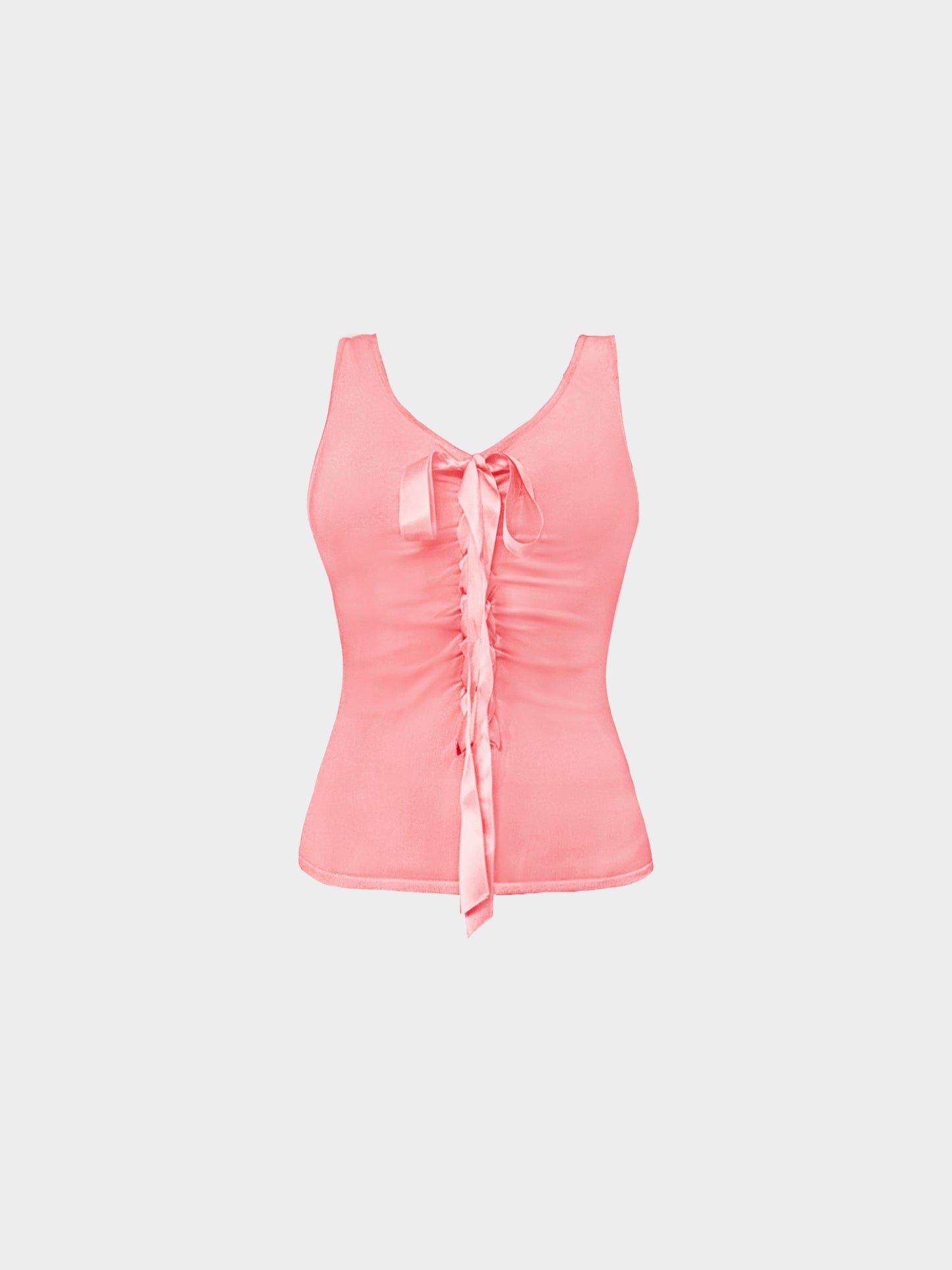 Valentino 2000s Pink Knitted Lace-up Tank Top