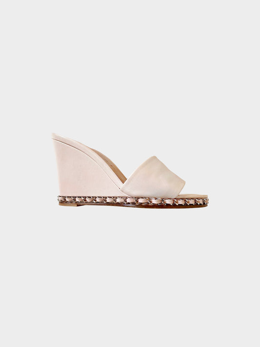Chanel 2010s Pink Chain Me Open-toe Wedge Slide Sandals