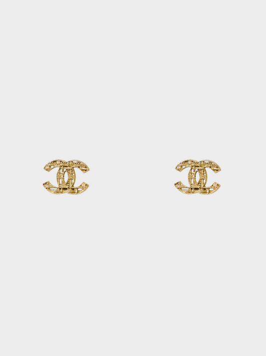 Chanel 2010s Gold Chain CC Stud Earrings