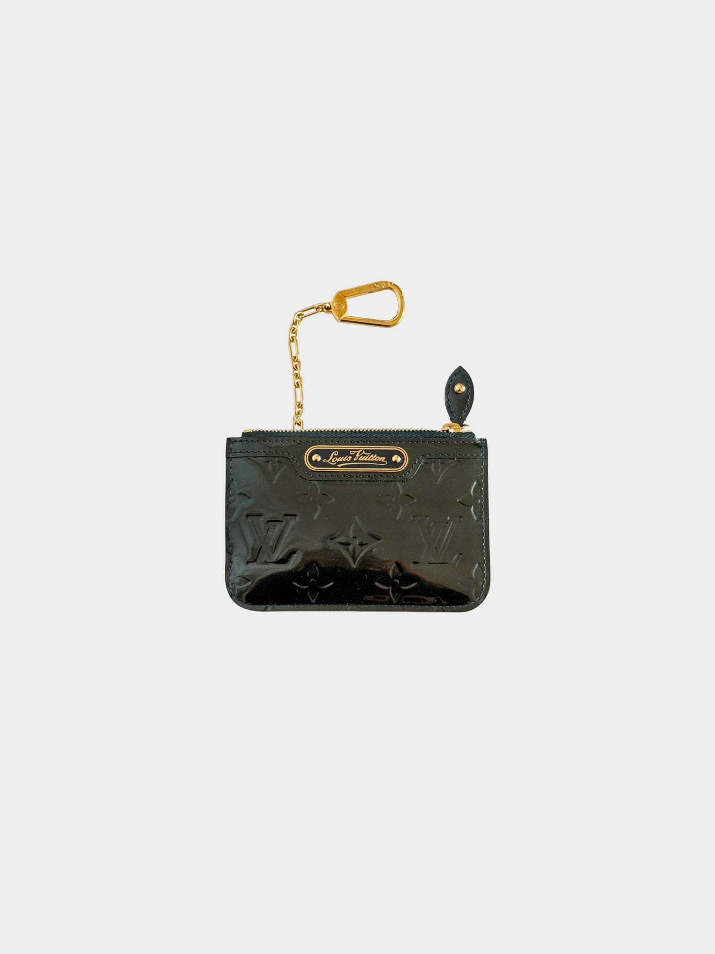 Louis Vuitton 2000s Dark Green Vernis Leather Pochette Clefs Key Pouch