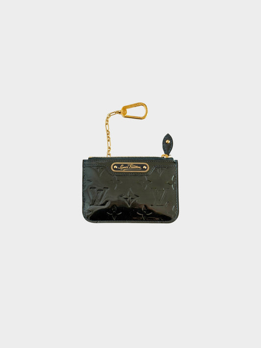 Louis Vuitton 2000s Dark Green Vernis Leather Pochette Clefs Key Pouch