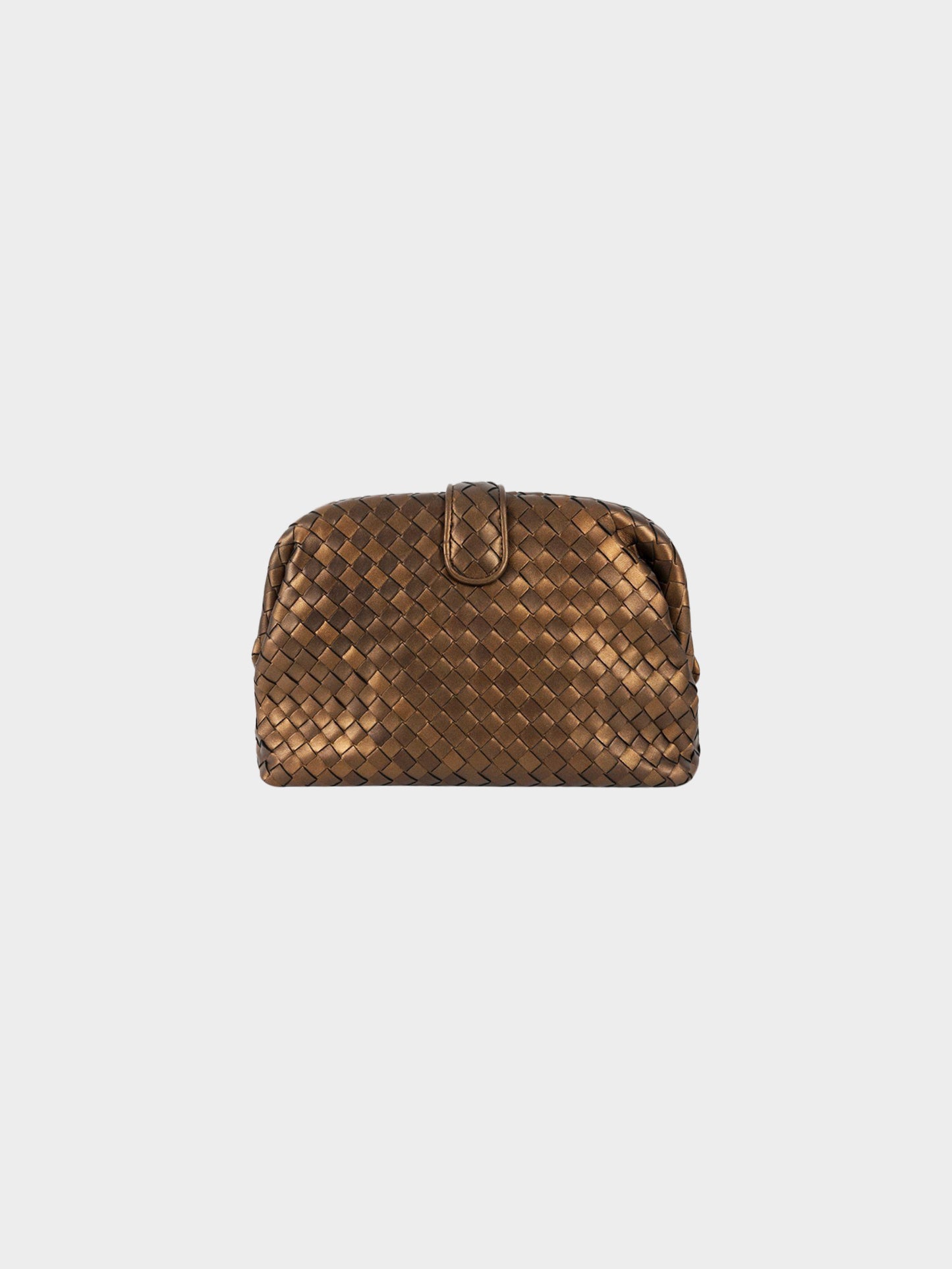 Bottega Veneta 1980s Metallic Brown Nappa Intrecciato Lauren Frame Clutch Bag