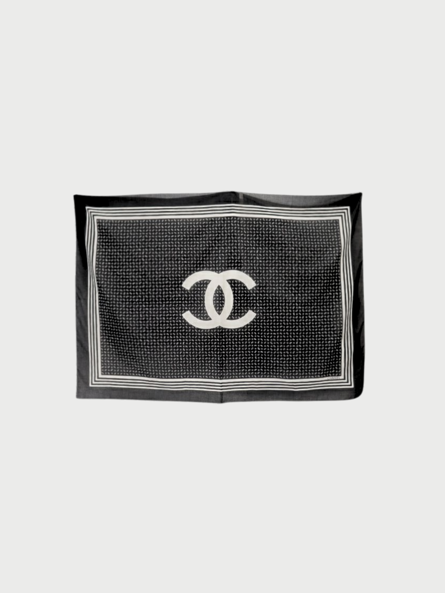 Chanel 2000s Black White Cotton COCO Stole