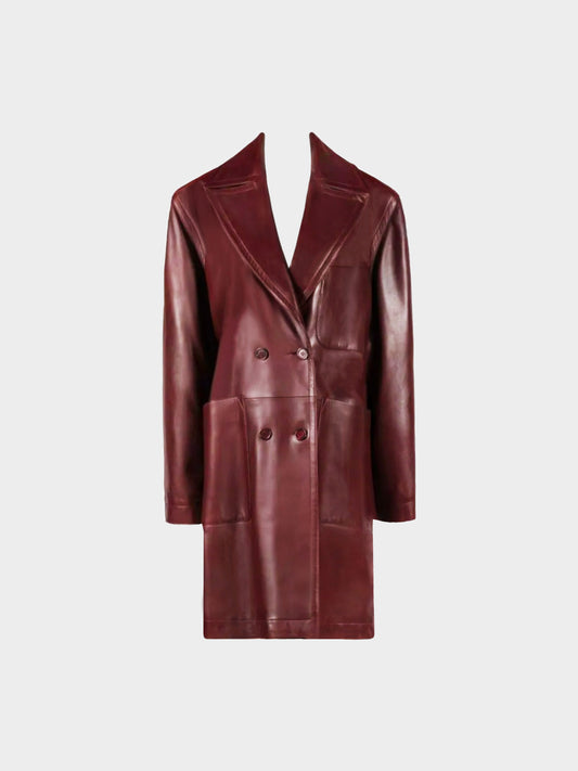 Azzedine Alaïa FW 1988-1989 Burgundy Leather Double-breasted Coat
