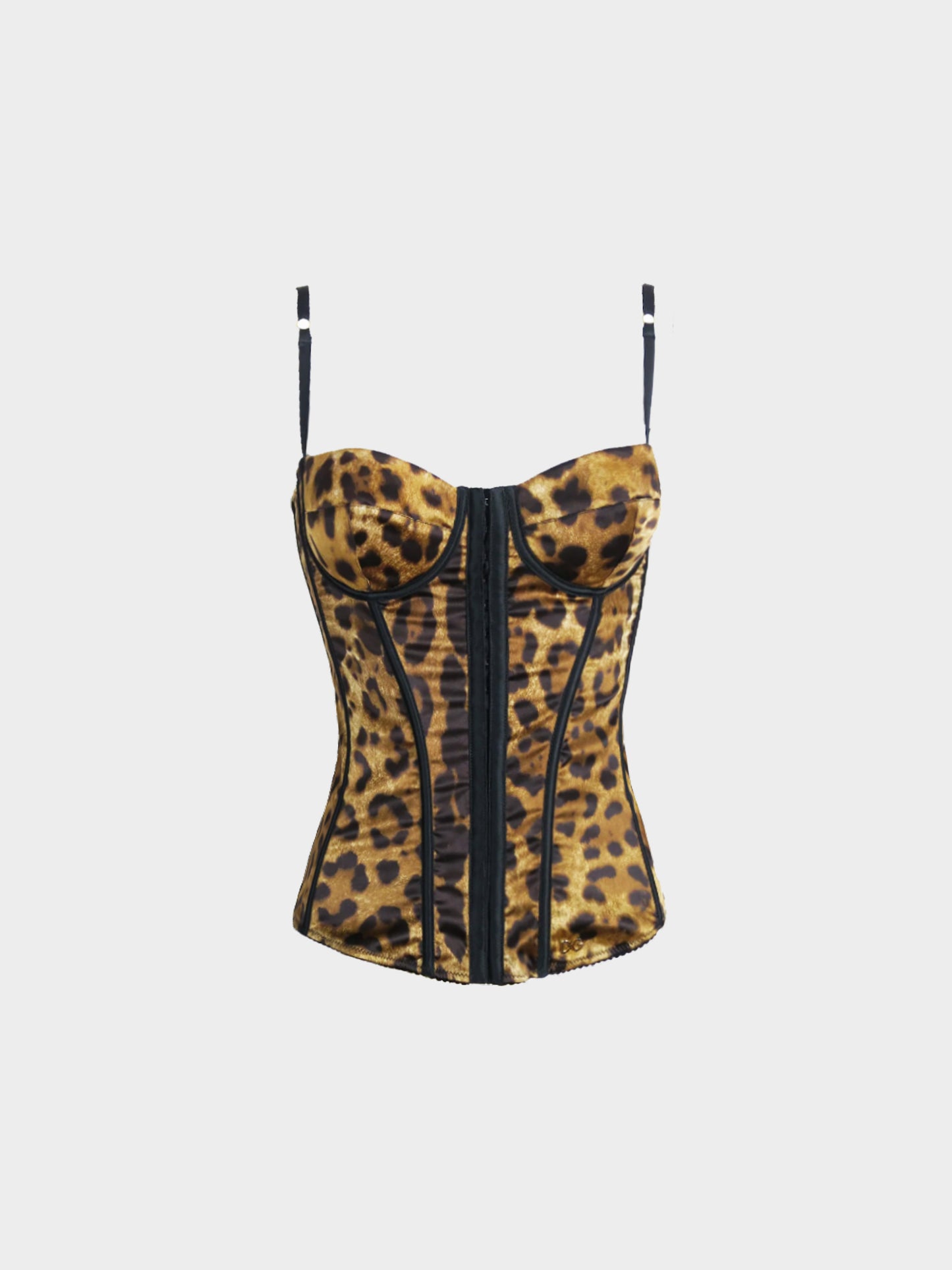 Dolce and Gabbana 1990s Leopard Print Satin Corset Top