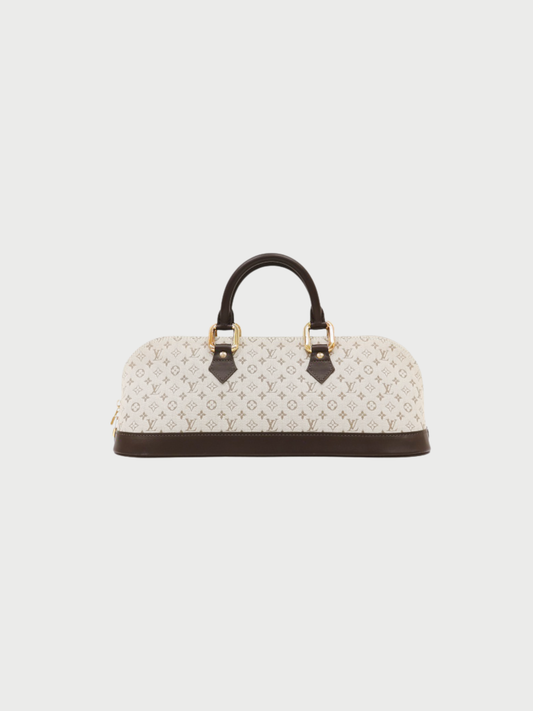 Louis Vuitton 2001 Khaki Ivory Dark Brown Monogram Mini Alma Long Bag