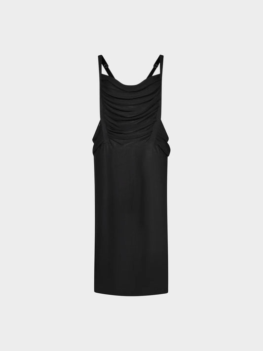 Jean Paul Gaultier 1984 Black Equator Pleated Mesh Dress