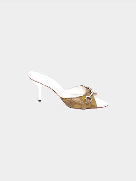 Gucci 2000s Olive Guccissima Leather Horsebit Heels