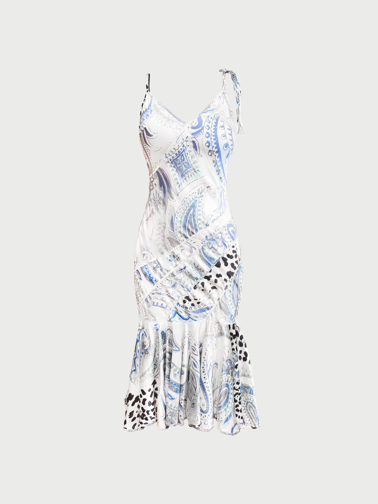Roberto Cavalli Just Cavalli SS 2004 White Blue Silk Paisley Slip Dress