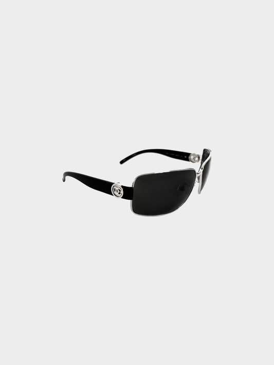 Chanel 2000s Black CC Square Sunglasses