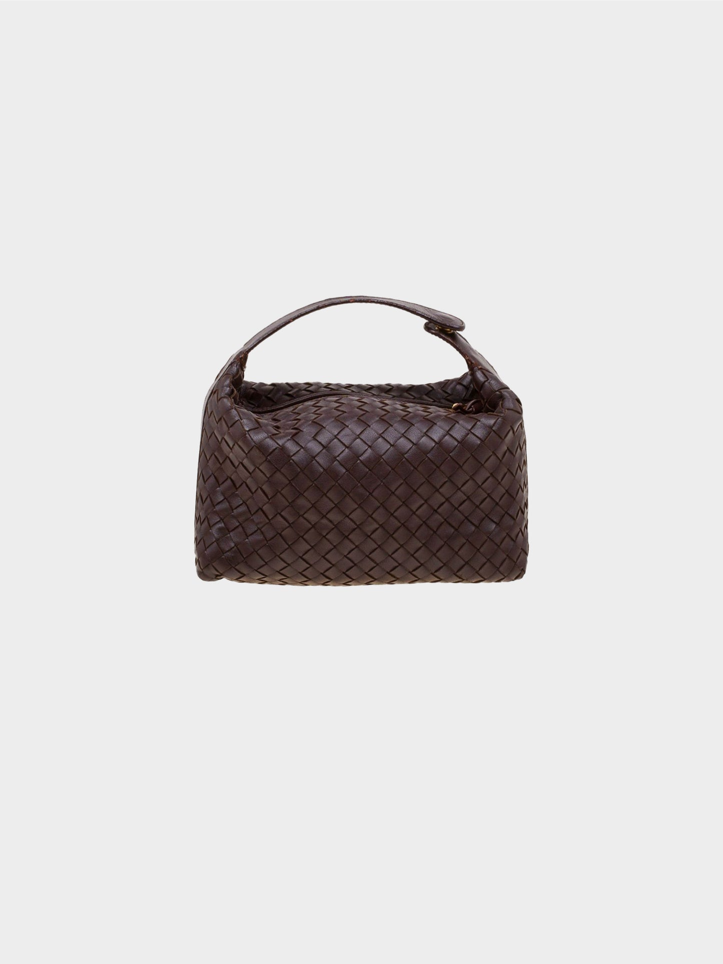Bottega Veneta 2000s Brown Nappa Intrecciato Cosmetic Bag