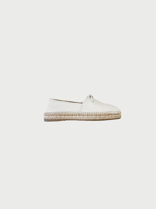 Prada 2010s Bone White Leather Bow Espadrilles