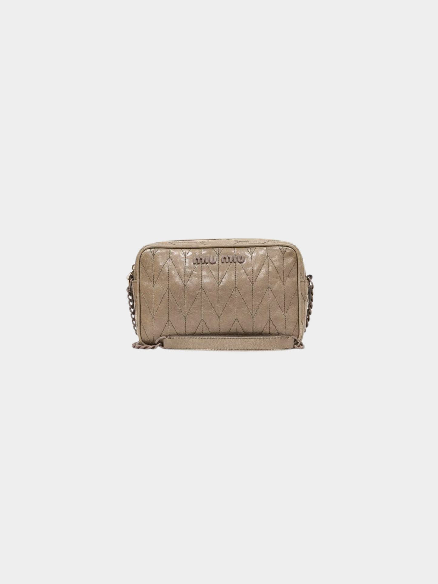 Miu Miu 2000s Grey Matelassé Leather Chain Shoulder Bag