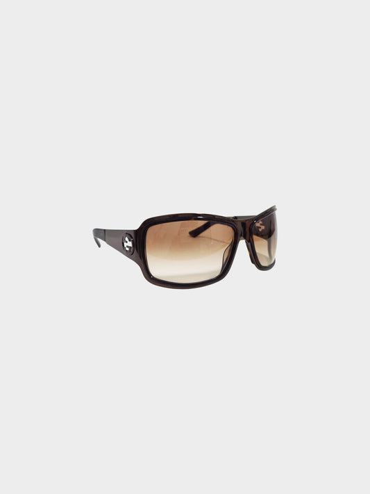 Gucci 2000s Brown Tortoiseshell GG 2754/S Oversized Sunglasses