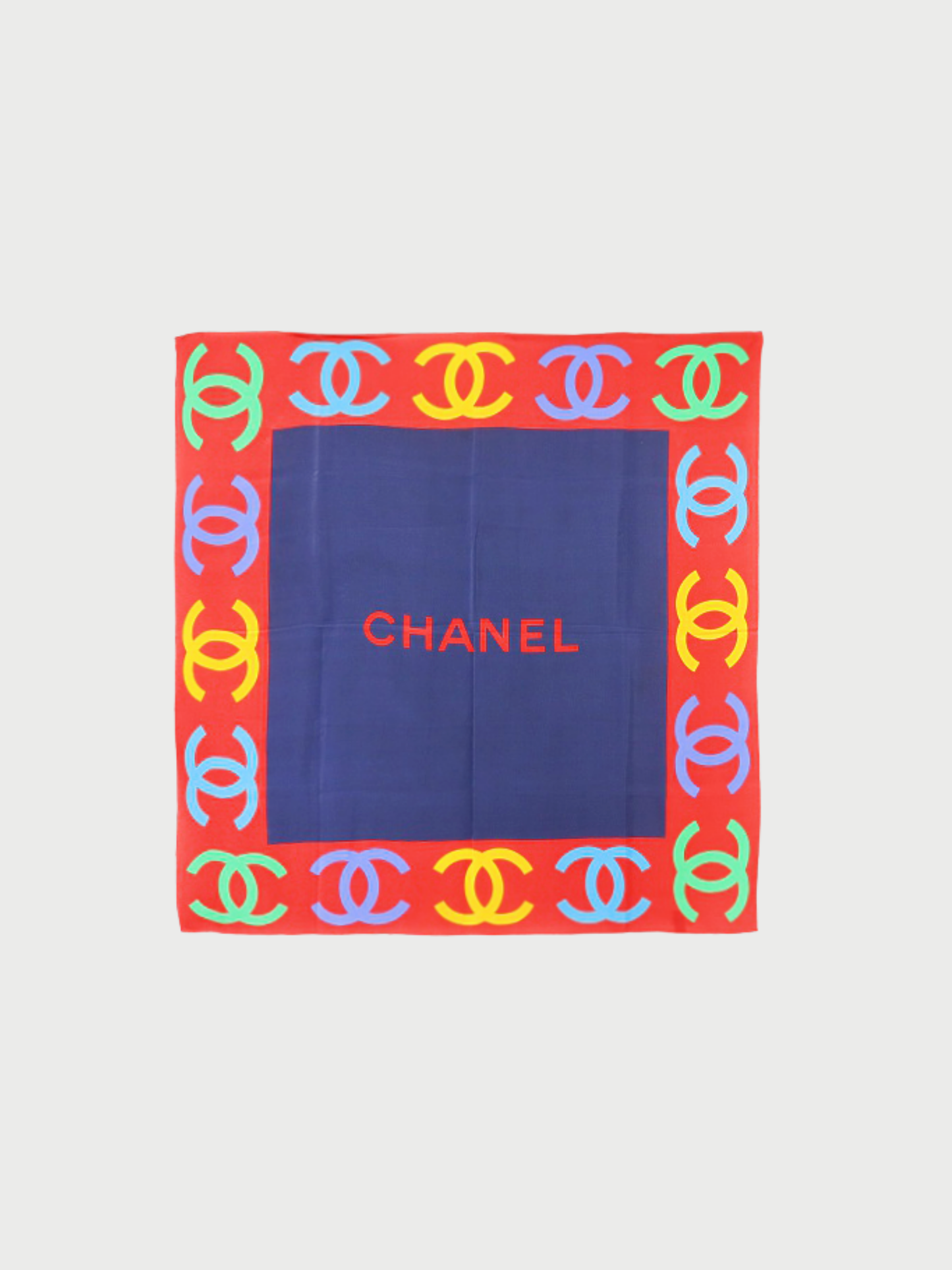 Chanel 2000s Multicolor Silk COCO Scarf