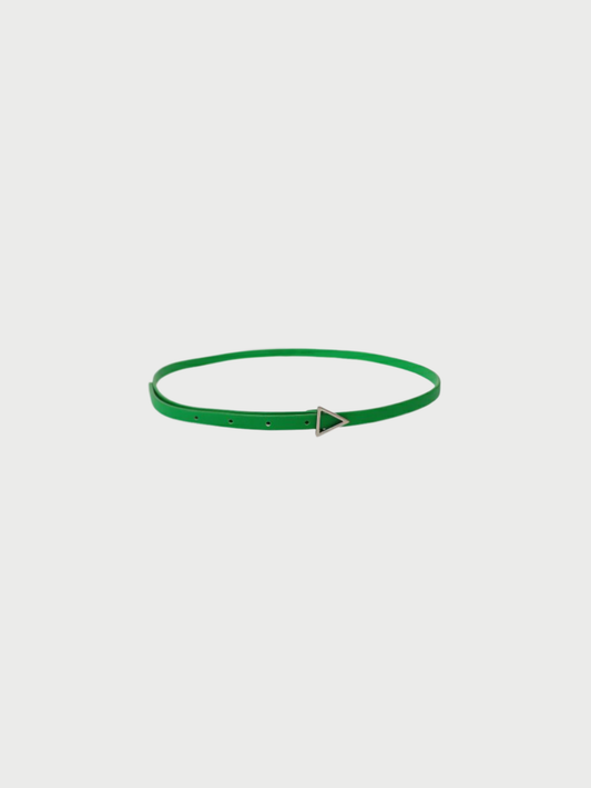 Bottega Veneta 2000s Green Leather Triangle Buckle Belt
