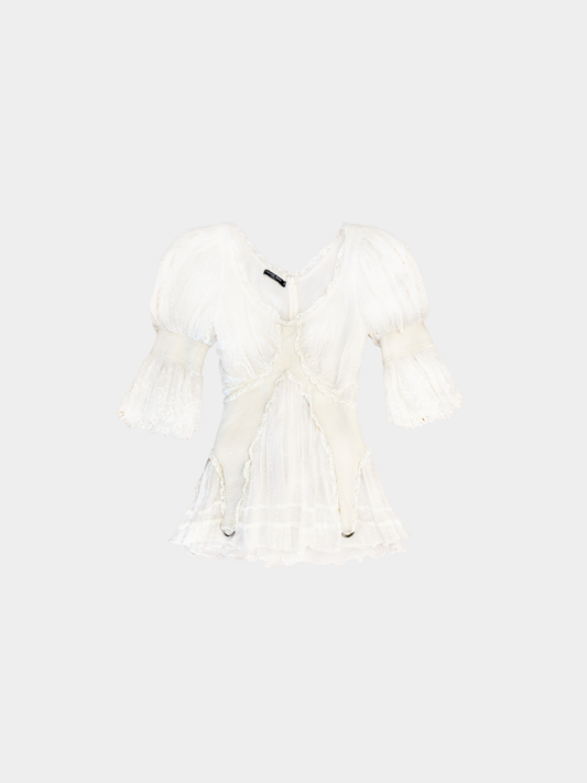 Alexander McQueen SS 2005 Ivory Lace Corset Top