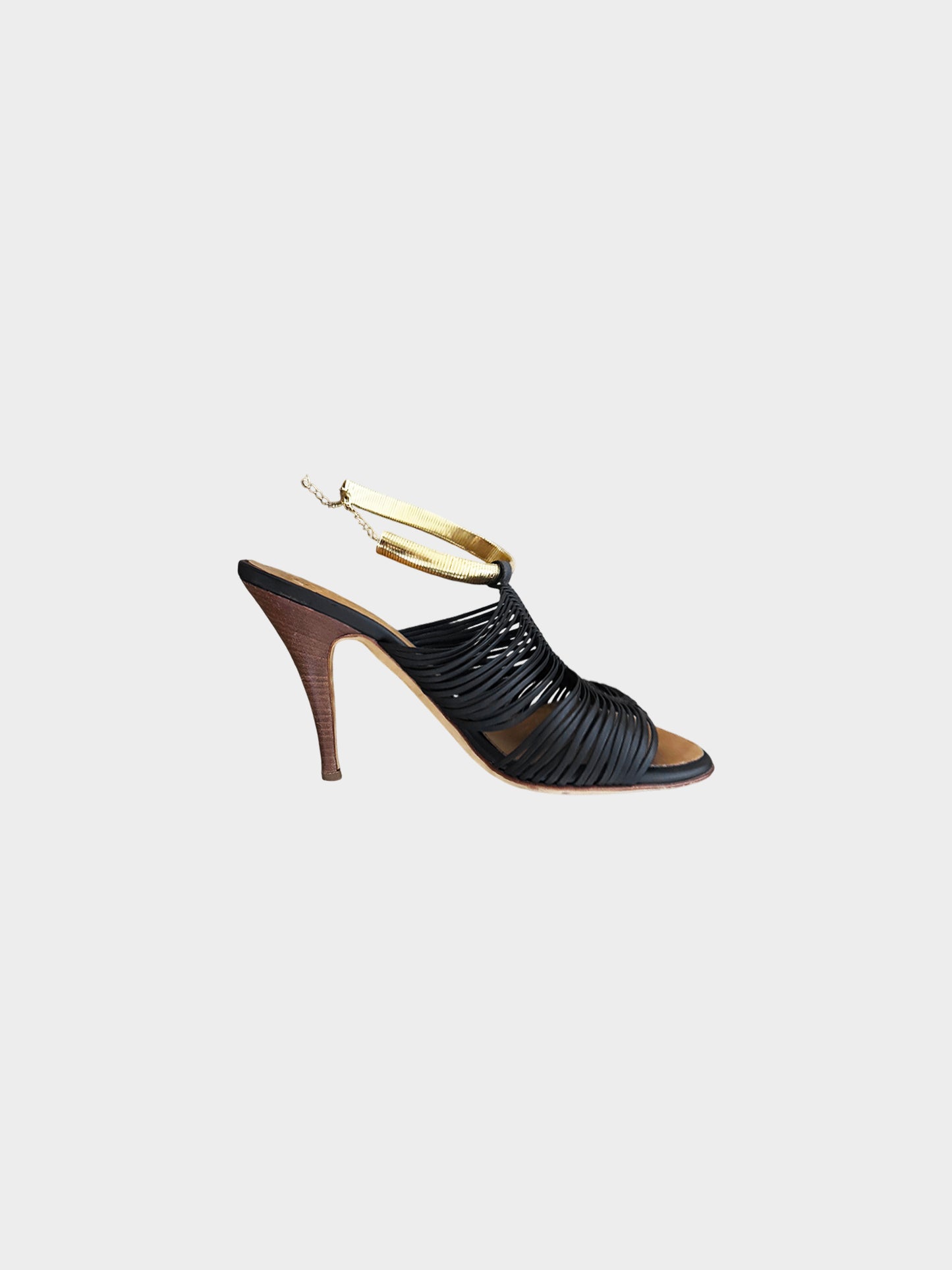 Giuseppe Zanotti 2010s Black Leather Strappy Heeled Sandals