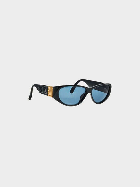 Christian Dior 2000s Black and Gold Cannage Quilt Sunglasses