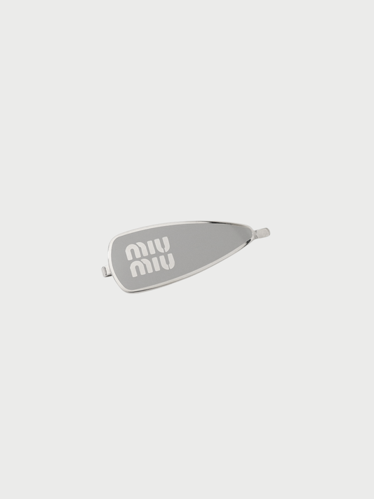 Miu Miu 2020s Green Silver Enamel Plated Metal Hair Clip