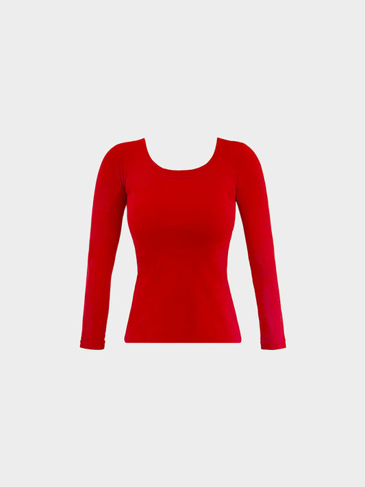 Christian Dior 2000s Red Fitted Long Sleeve Top