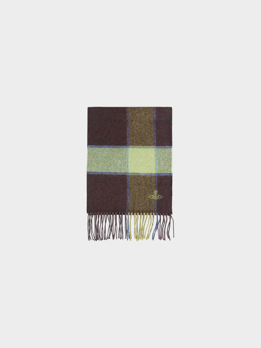 Vivienne Westwood 2000s Brown and Green Check Pattern Scarf