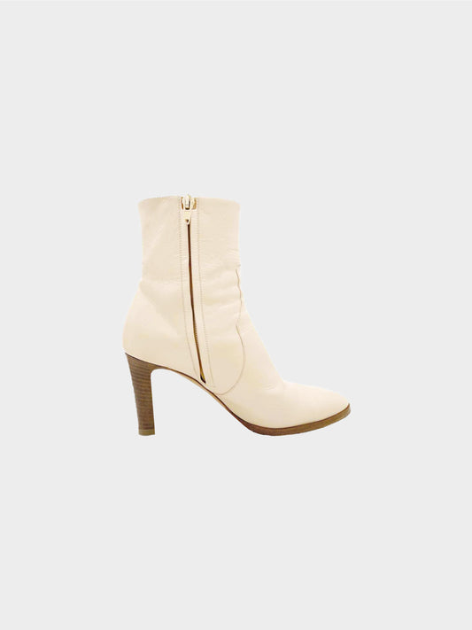 Céline 2019 Beige Side Zip Ankle Boots