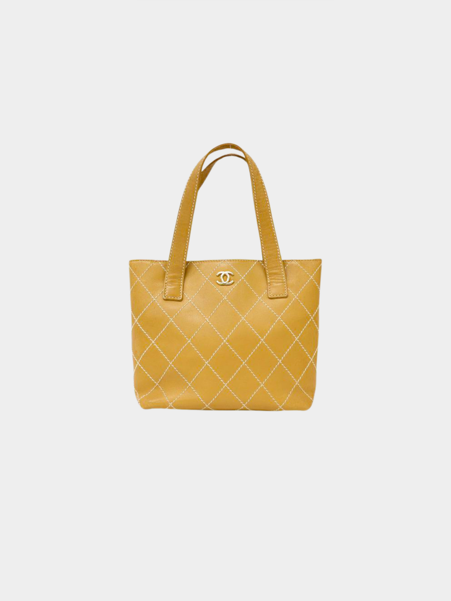 Chanel 2001 Beige Wild Stitch Tote Handbag