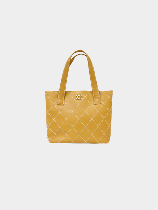 Chanel 2001 Beige Wild Stitch Tote Handbag