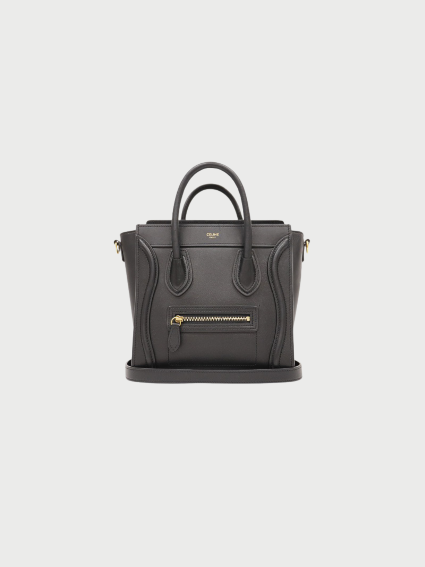 Celine 2010s Black Leather Luggage Nano Bag
