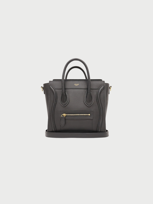 Celine 2010s Black Leather Luggage Nano Bag