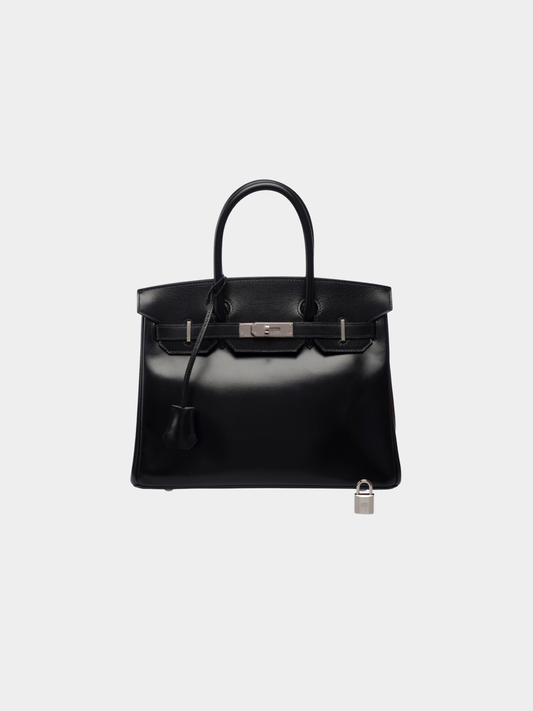 Hermès 2020s Black Box Leather Birkin 30 Bag