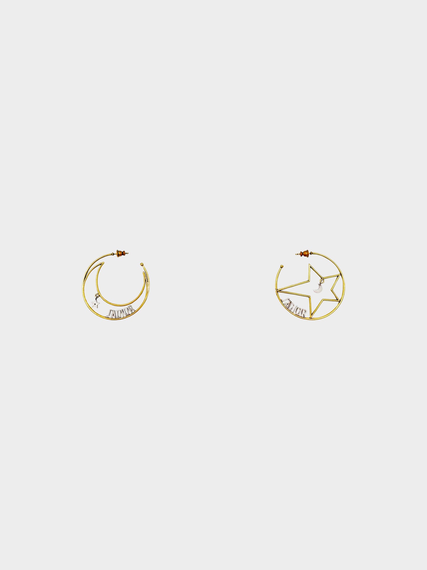 Christian Dior 2010s Moon and Star J'Adior Asymmetrical Hoop Earrings