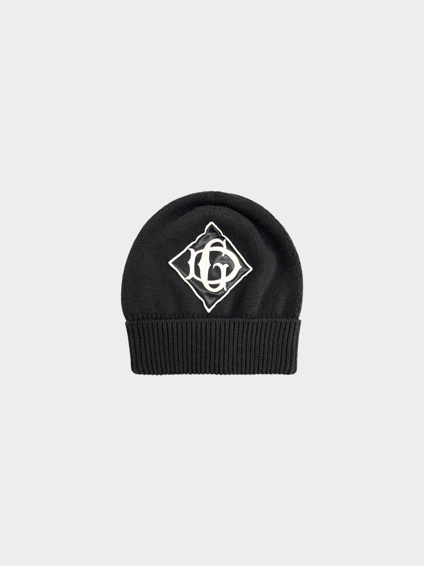 Dolce and Gabbana 2010s Wool Knit Beanie with Silk Embroidered Logo