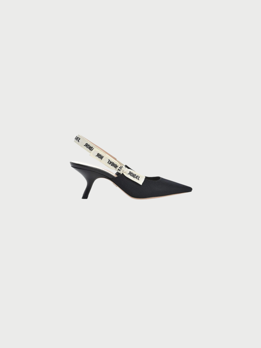 Christian Dior 2010s Black Leather J’Adior Slingback Pumps