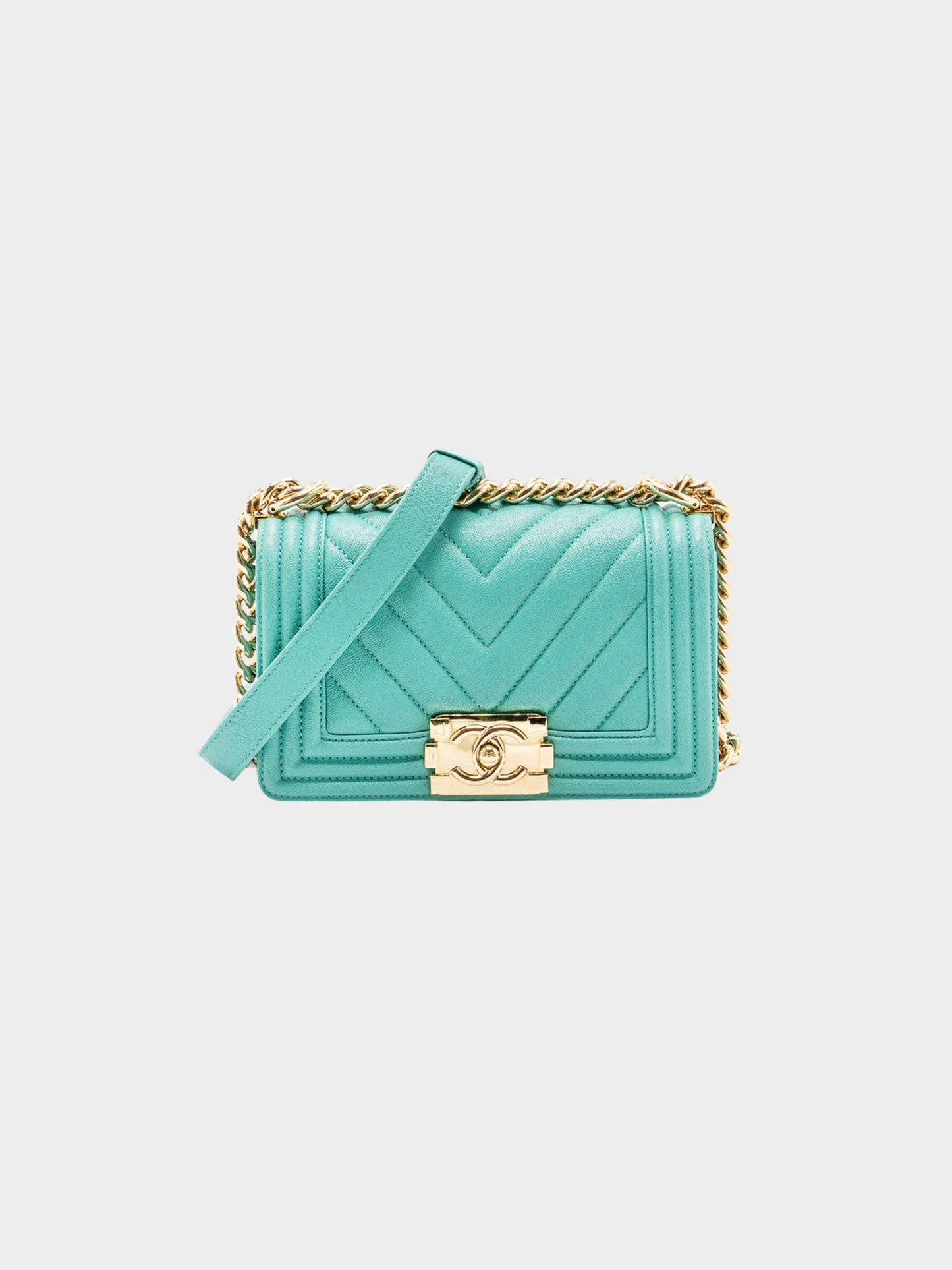 Chanel 2019 Green Caviar Leather Boy Chanel Shoulder Bag