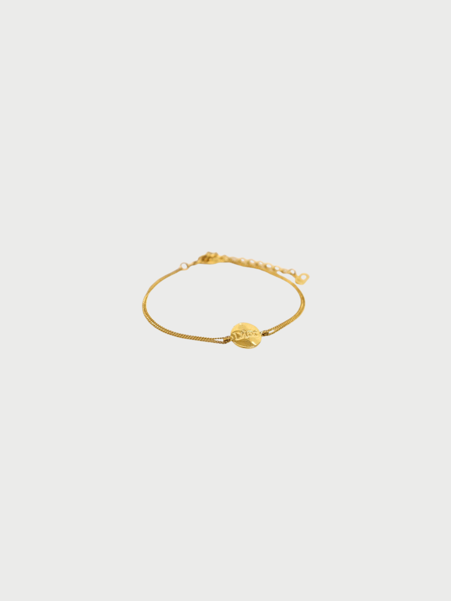 Christian Dior 2000s Gold Plated Metal Circle Logo Bracelet