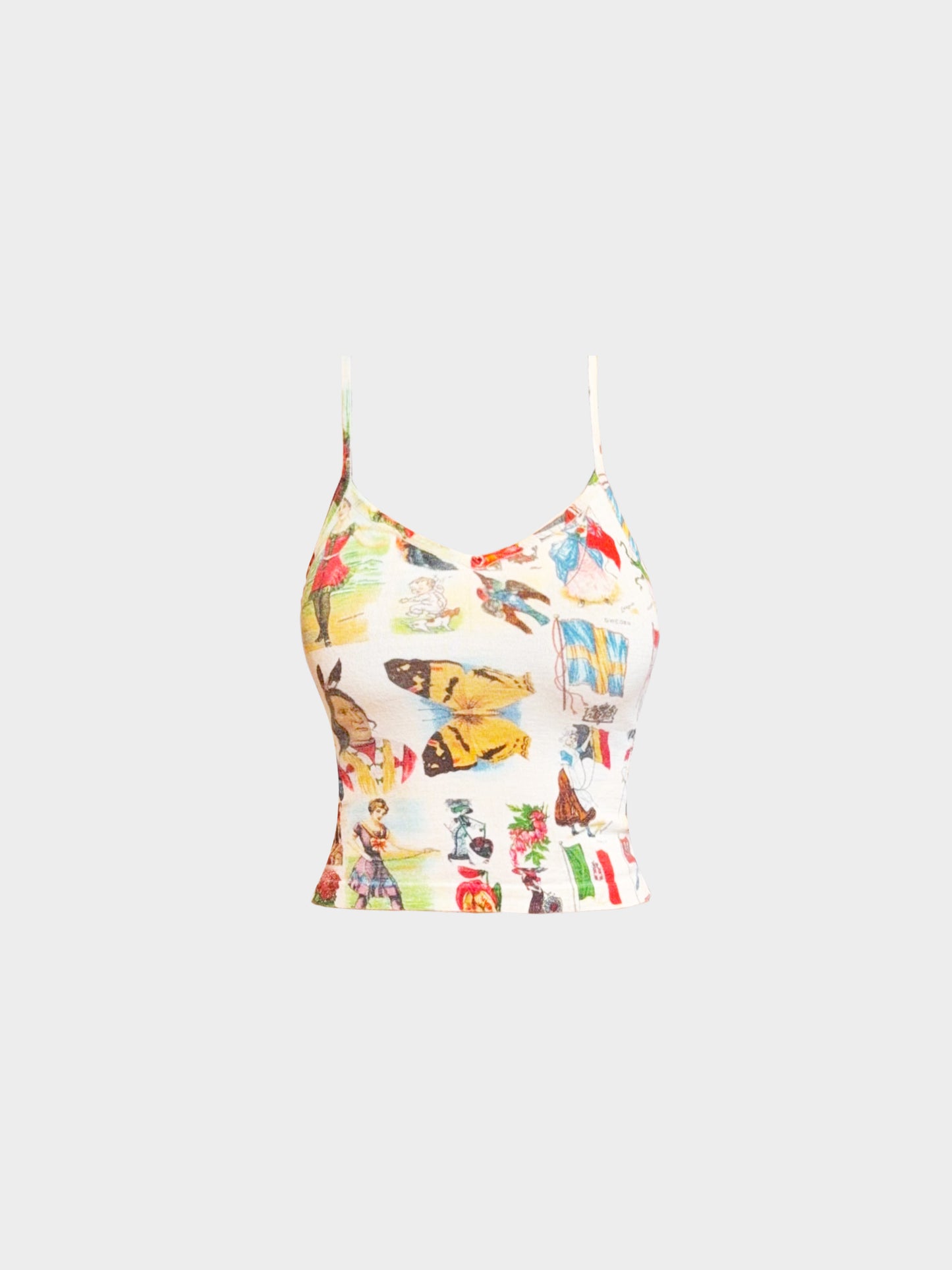 Christian Dior by John Galliano SS 2002 White Stamp Print Top