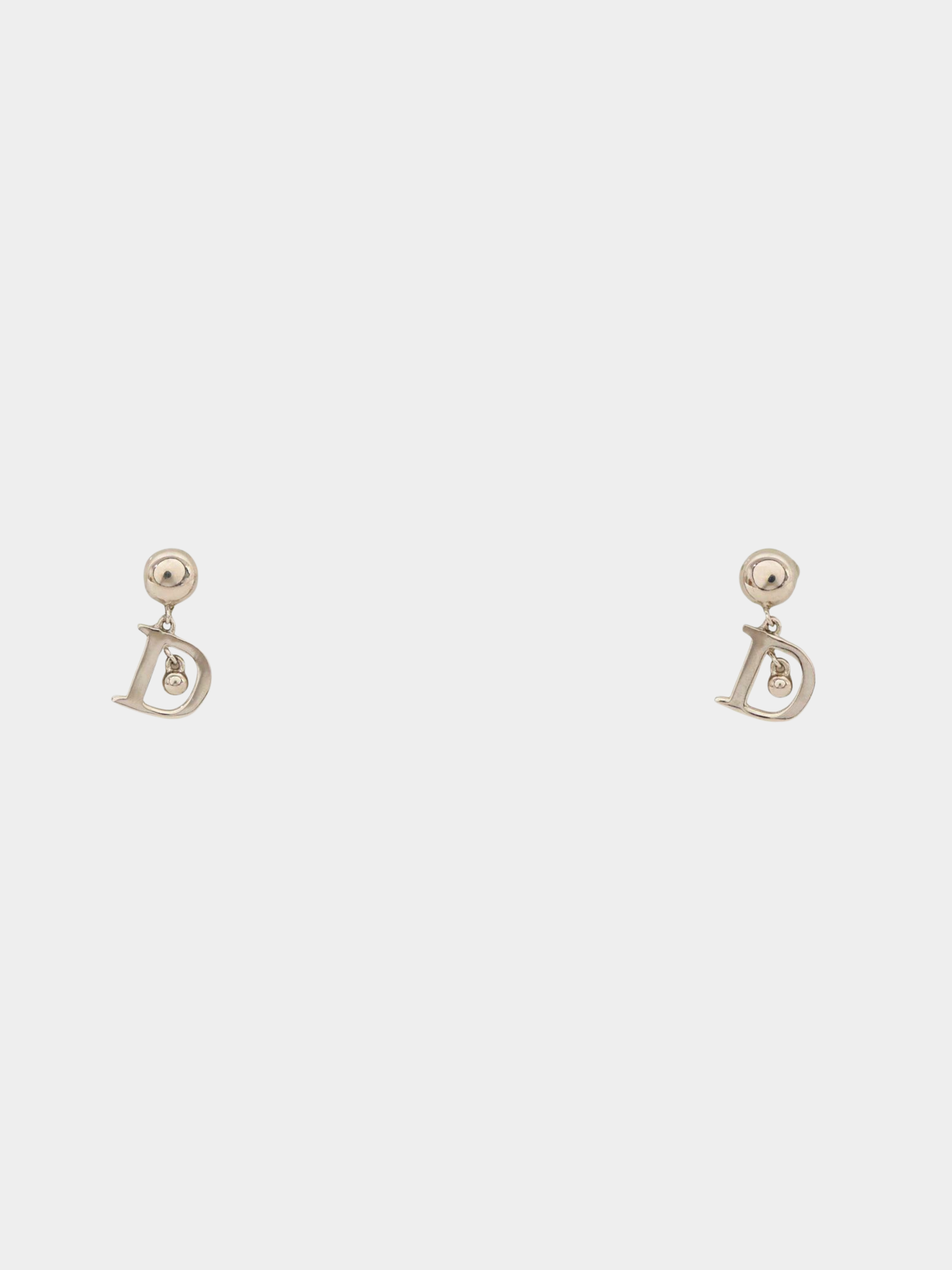 Christian Dior 2000s Silver Plated Metal Logo Earrings